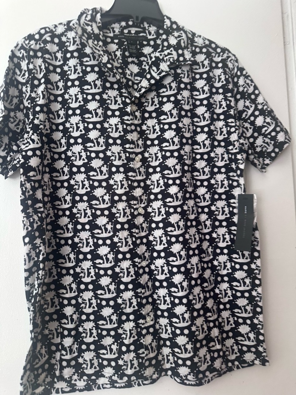Marc By Marc Jacobs Black & White Short-Sleeve Printed Button-Down Shirt